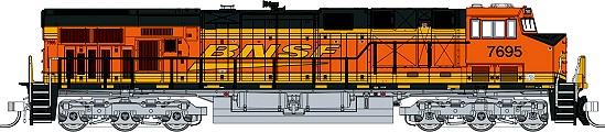 BNSF Yellow Power Bar Fox Valley Models GE ES44DC Locomotive